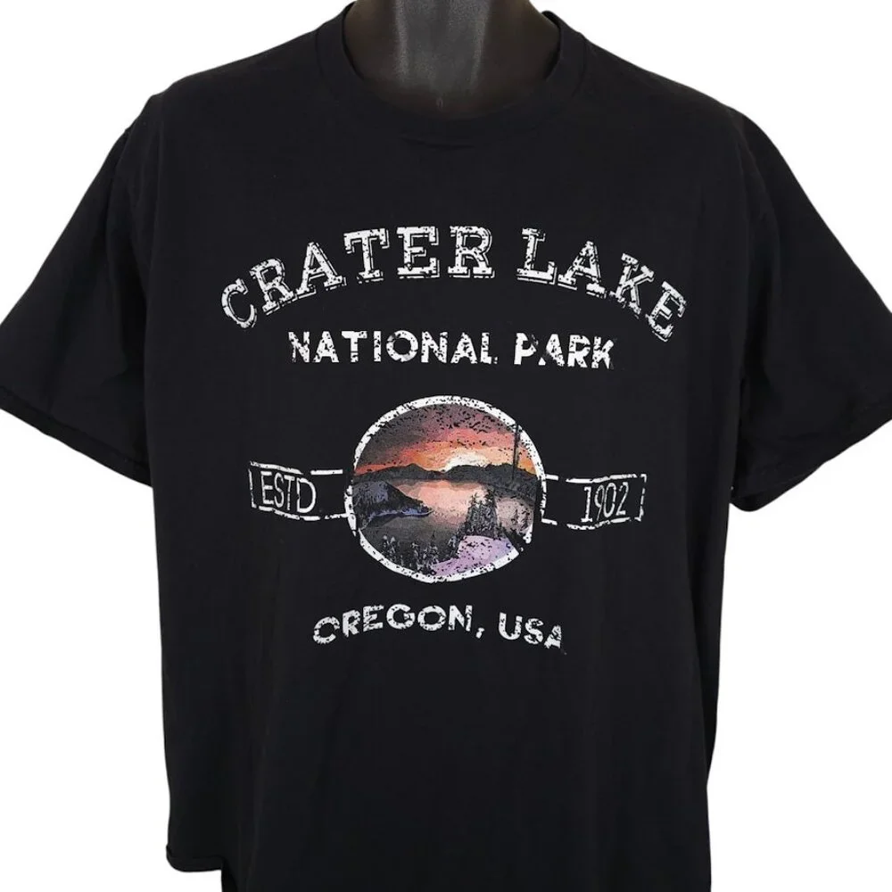 Crater Lake T Shirt Mens Size XL Black National Park Oregon Destination Tee - Picture 2 of 6